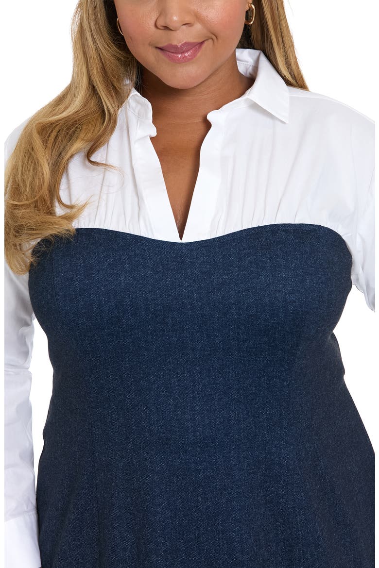Long Sleeve Twofer Denim Sheath Dress, Alternate, color, DENIM
