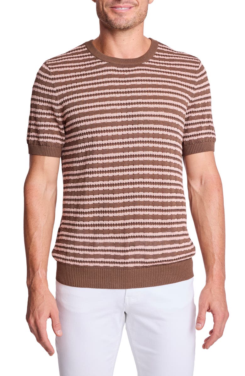 PAISLEY & GRAY Stripe Short Sleeve Knit T-Shirt, Main, color, Chocolate Mocha Blush