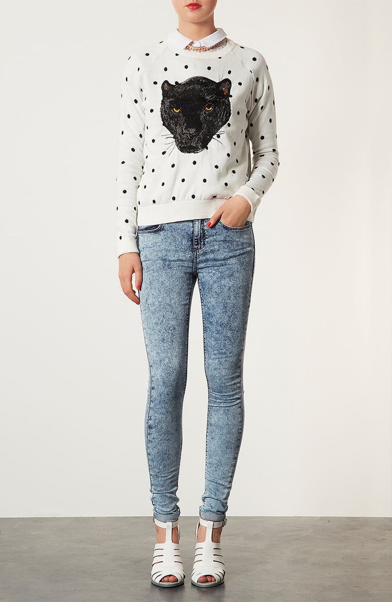 Topshop Moto 'Leigh' Acid Wash Skinny Jeans, Alternate, color, 