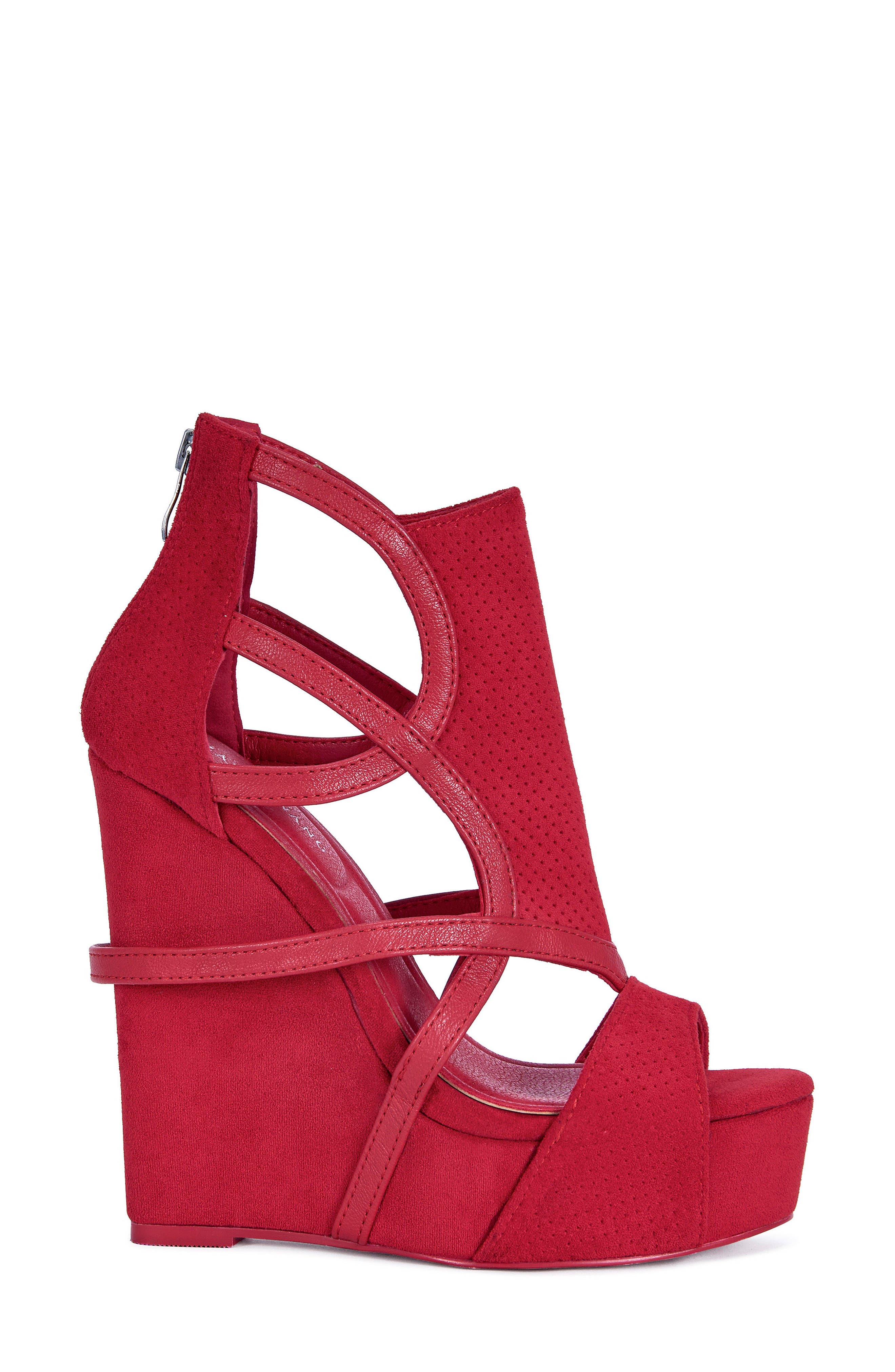 Xareni Strappy Red Wedge, Alternate, color, RED