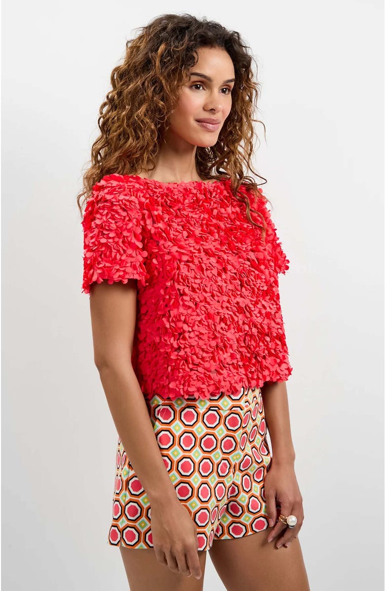 Trina Turk Verdi 3D Floral Top, Alternate, color, Corso Coral