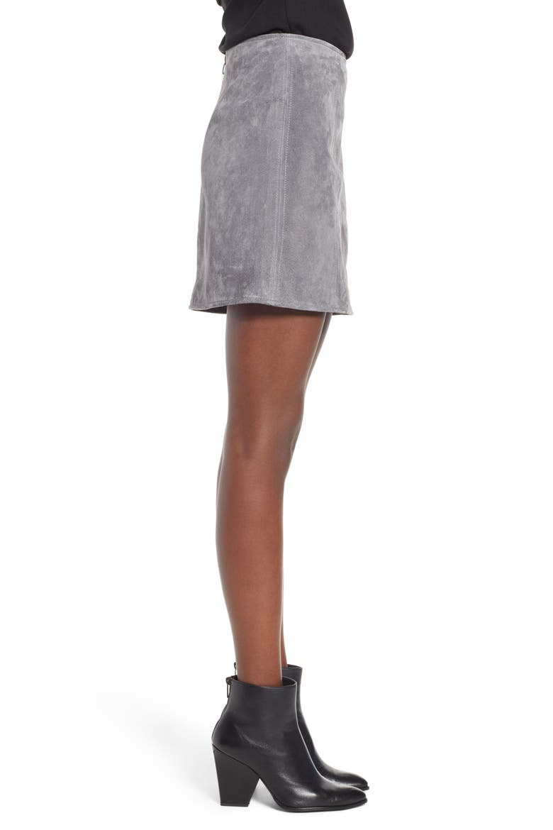 A-Line Suede Skirt, Alternate, color, SILVER SCREEN