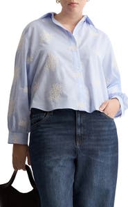 MANGO Floral Embroidered Button-Up Shirt