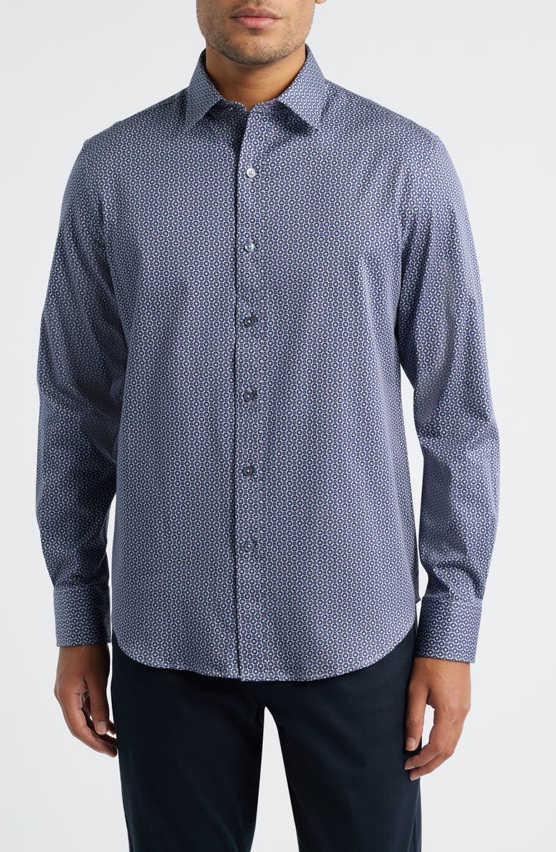 Bugatchi Julian Shaped Fit Button-Up Shirt, Main, color, Lilac