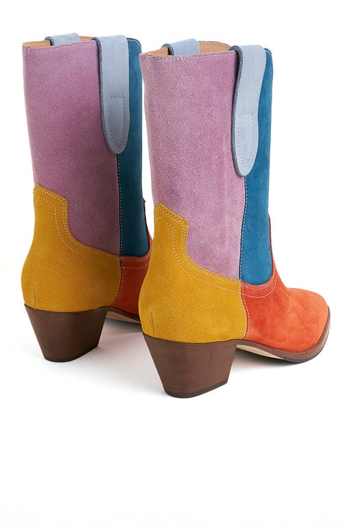 Charlotte Stone Roberta Multicolor Western Boot In Blue