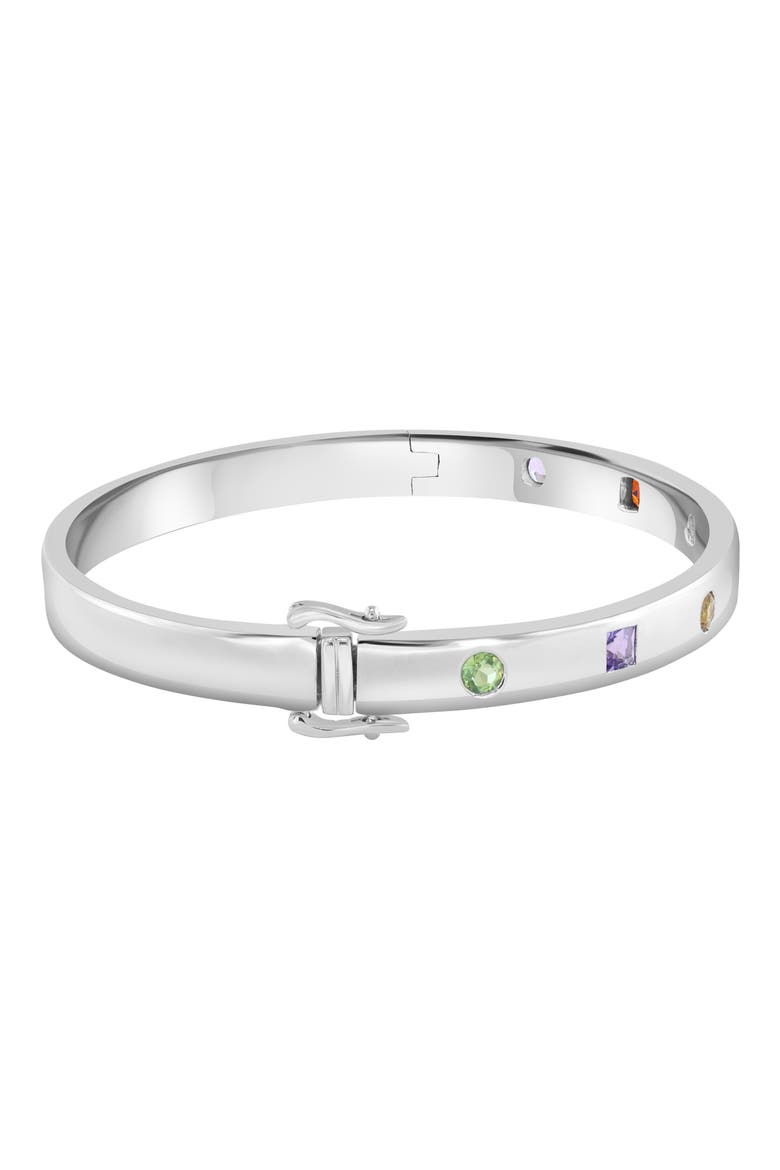 Sterling Silver Flush Stone Bracelet, Alternate, color, SILVER MULTI