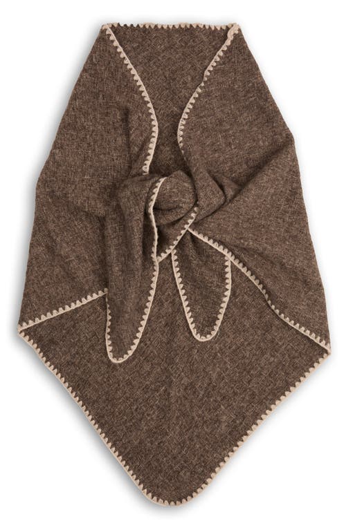 Saachi Triangle Knit Trim Shawl In Brown