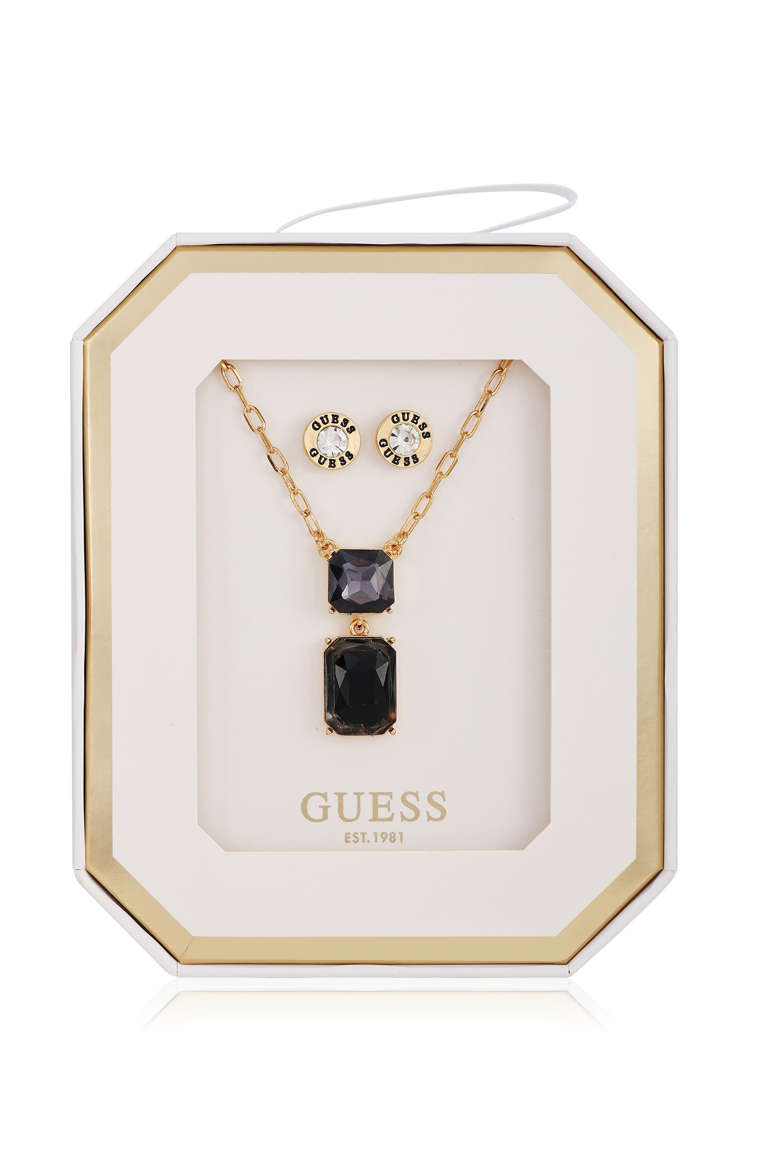 GUESS Pendant Necklace & Stud Earrings Set