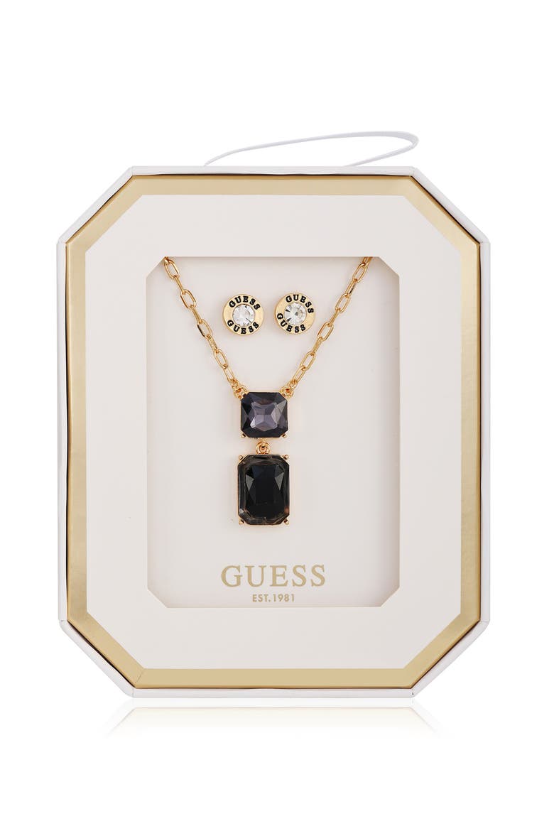 Pendant Necklace & Stud Earrings Set, Main, color, GOLD/BLACK
