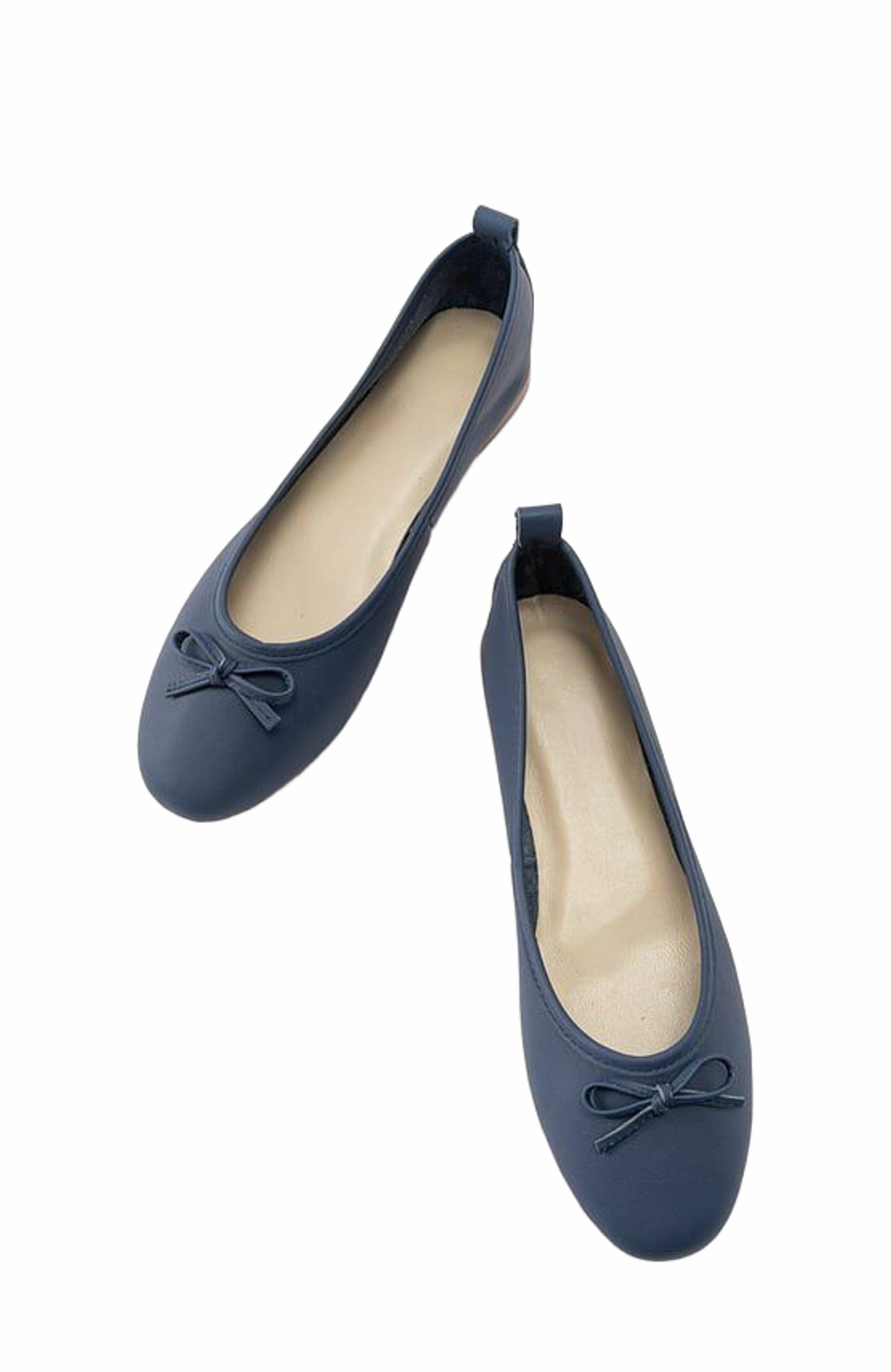 Florence Leather Ballerina Flats, Alternate, color, Navy Blue Leather