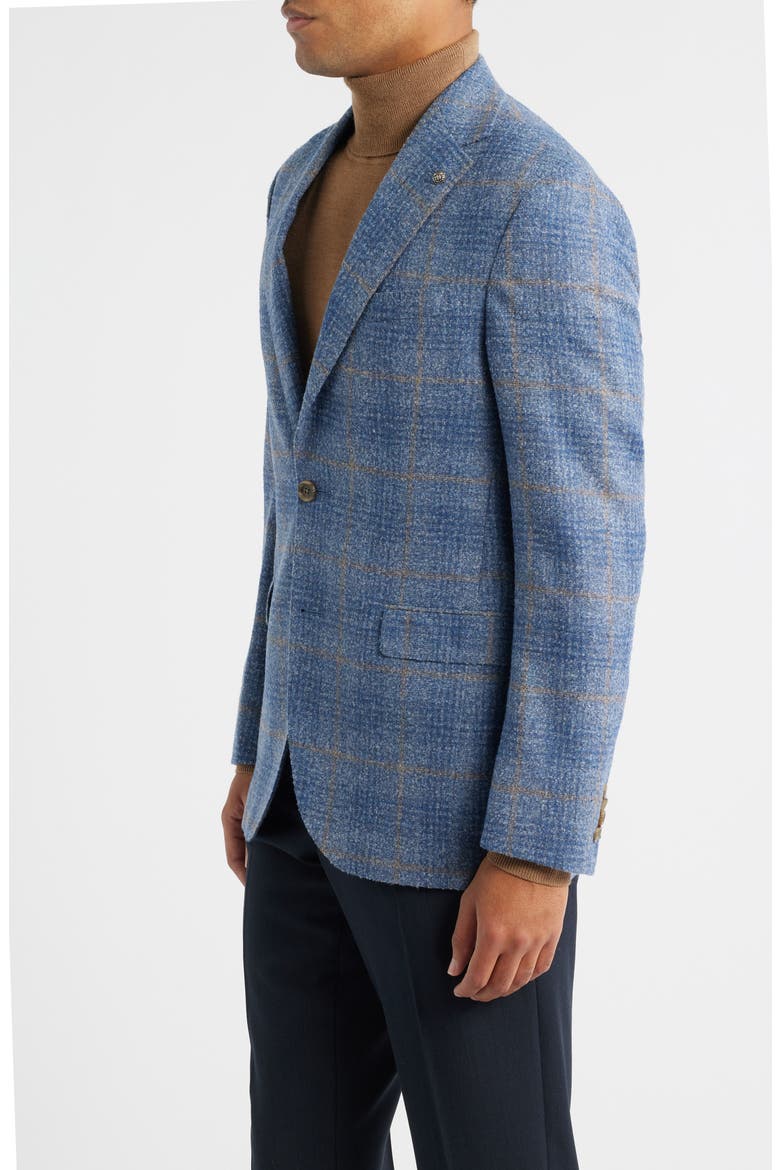 McAllen Blue Windowpane Check Soft Constructed Alpaca & Wool Blend Sport Coat, Alternate, color, BLUE