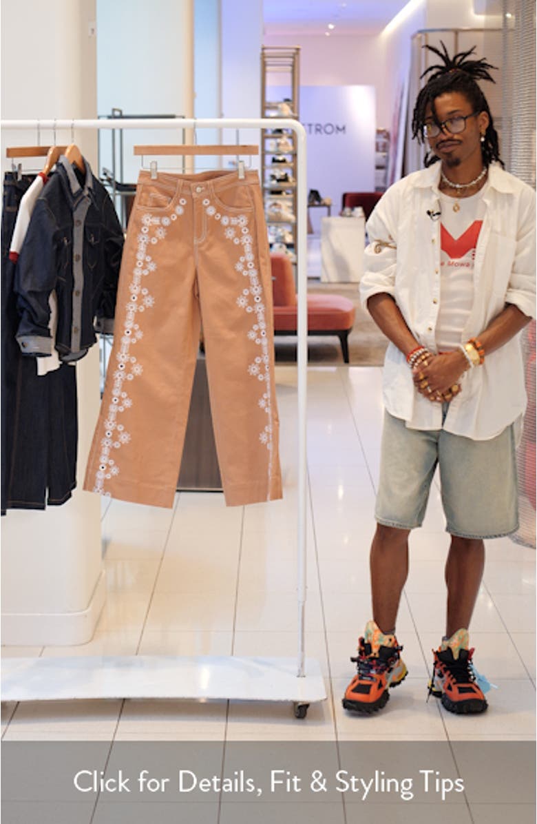 Mazie Eyelet Detail Stretch Cotton Pants, sales video thumbnail