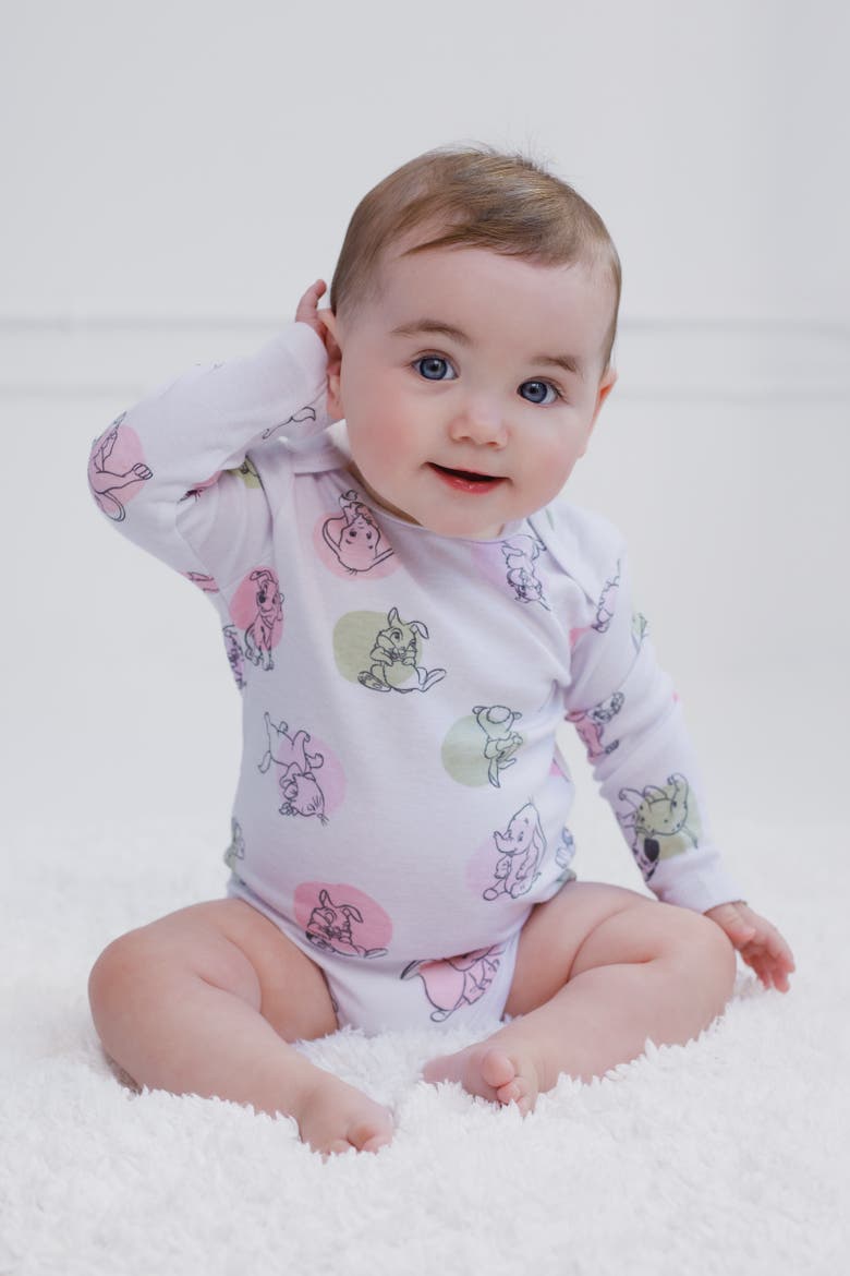 3-Pack Long Sleeve Bodysuits, Alternate, color, Bambi Marie Pink