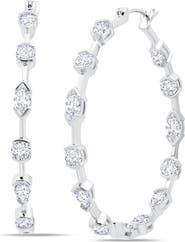 Crislu Multicut Cubic Zirconia Inside Out Hoop Earrings