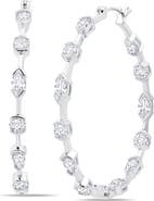 Crislu Multicut Cubic Zirconia Inside Out Hoop Earrings