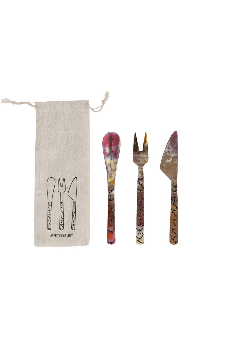 3-Piece Hand-Forged Copper Appetizer Set, Burnt Finish, Main, color, Burnt Copper