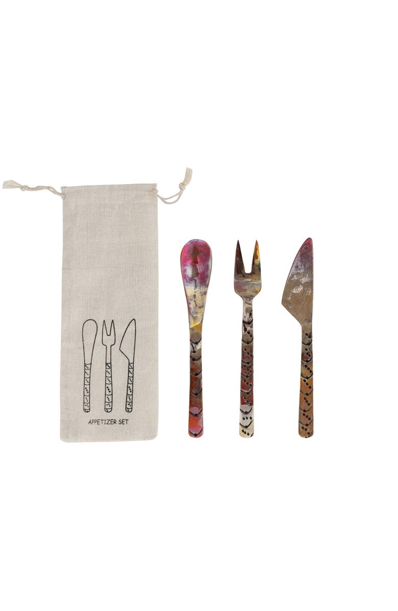 Storied Home 3-Piece Hand-Forged Copper Appetizer Set, Burnt Finish, Main, color, Burnt Copper