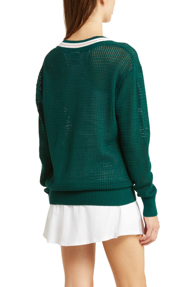 Open Stitch Cotton Tennis Sweater, Alternate, color, FOREST