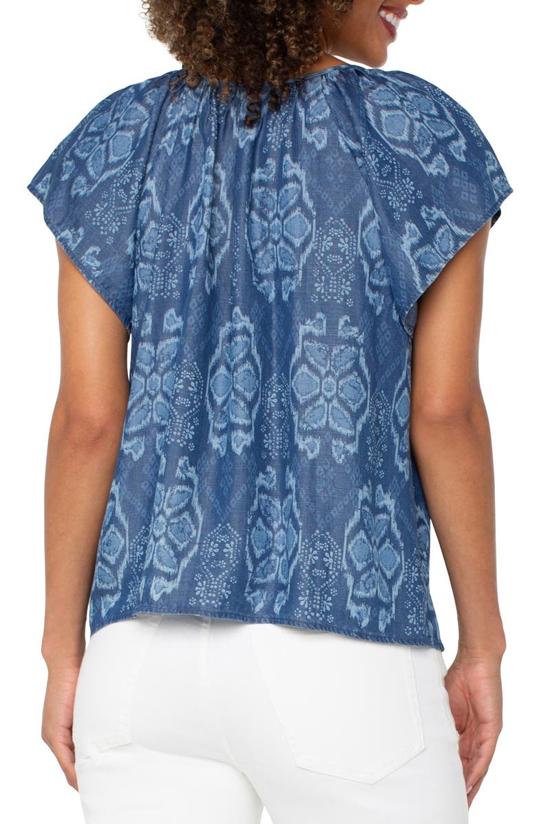 Liverpool Los Angeles Batik Print Flutter Sleeve Top, Alternate, color, Tribal Allover