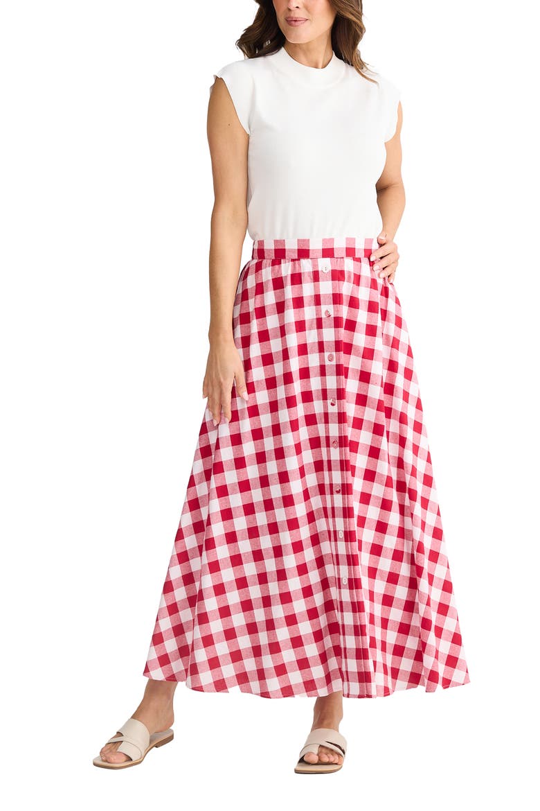 Lucy Check Maxi Skirt, Alternate, color, RED GINGHAM
