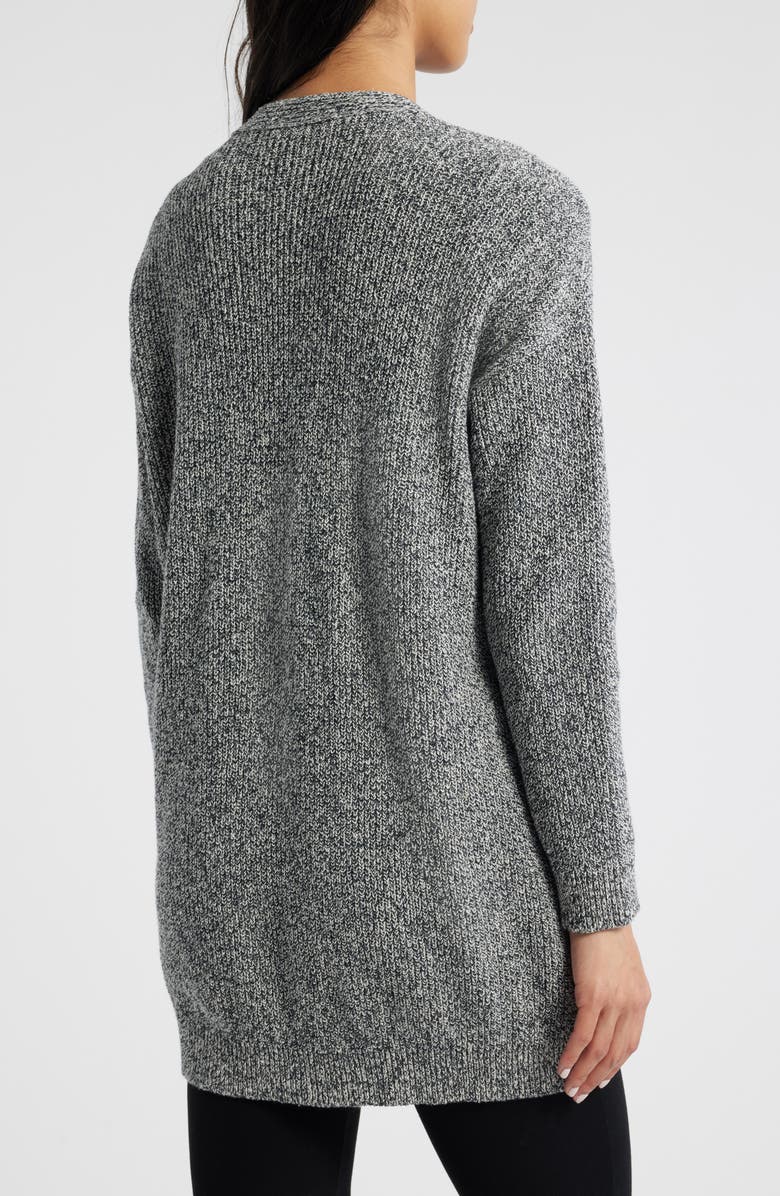 Eileen Fisher V-Neck Cotton Blend Cardigan, Alternate, color, Black/Ivory