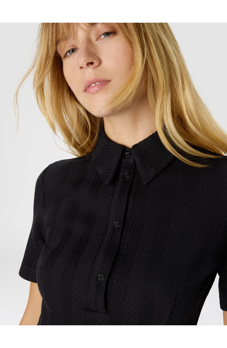 Missoni Polo Mini Dress With Zigzag Pattern, Alternate, color, Black