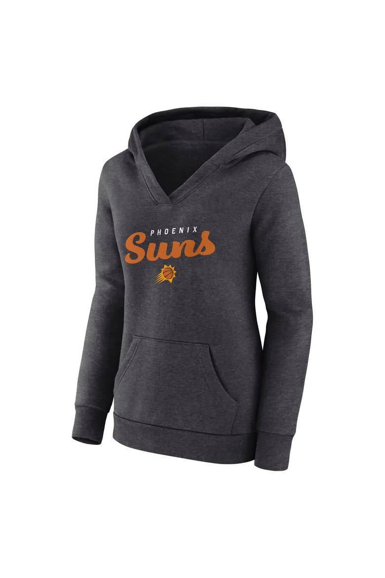 Women's Logo Athletic Heather Charcoal Phoenix Suns Triumphant V-Neck Pullover Hoodie, Alternate, color, Heather Charcoal
