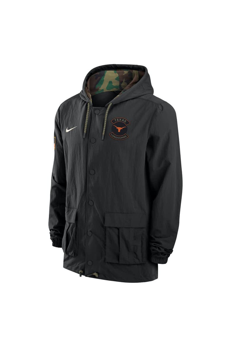 Men's Nike Black Texas Longhorns 2025 NCAA Military Appreciation Full-Snap Jacket, Alternate, color, Black