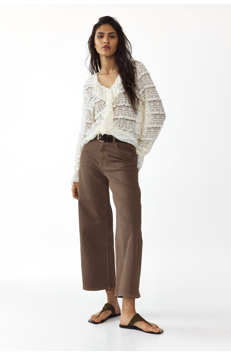 H&M Wide High Waist Ankle Jeans, Alternate, color, 