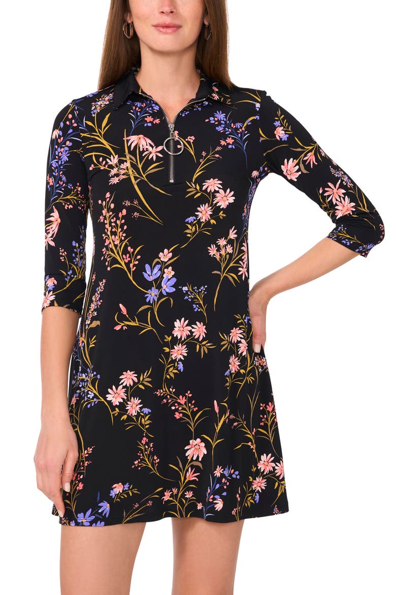O-Ring Zip Swing Dress, Alternate, color, RHUBARB