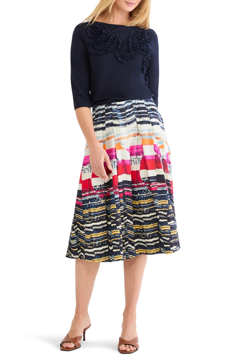 Rising Sun Midi Skirt, Alternate, color, RED MULTI