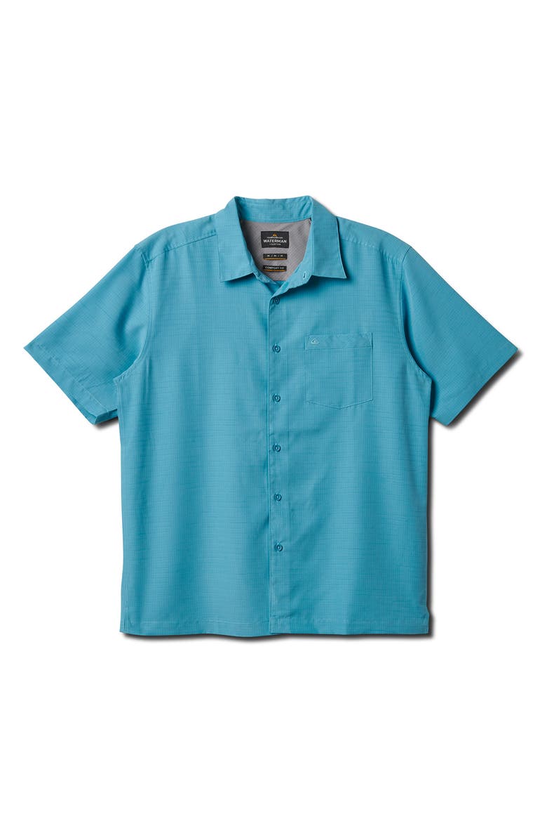 Quiksilver Centinela Short Sleeve Button-Up Shirt, Main, color, Aqua