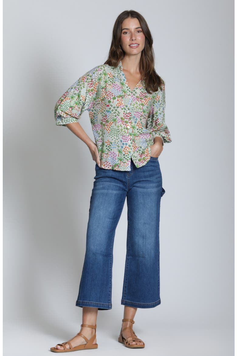 Floral Print Woven Shirt, Alternate, color, SAGE GREEN MULTI