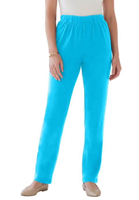 Plus Size Soft Knit Relaxed Pull-On Straight Leg Pant (Plus)