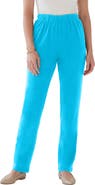 Roaman's Plus Size Soft Knit Relaxed Pull-On Straight Leg Pant