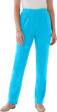 Roaman's Plus Size Soft Knit Relaxed Pull-On Straight Leg Pant