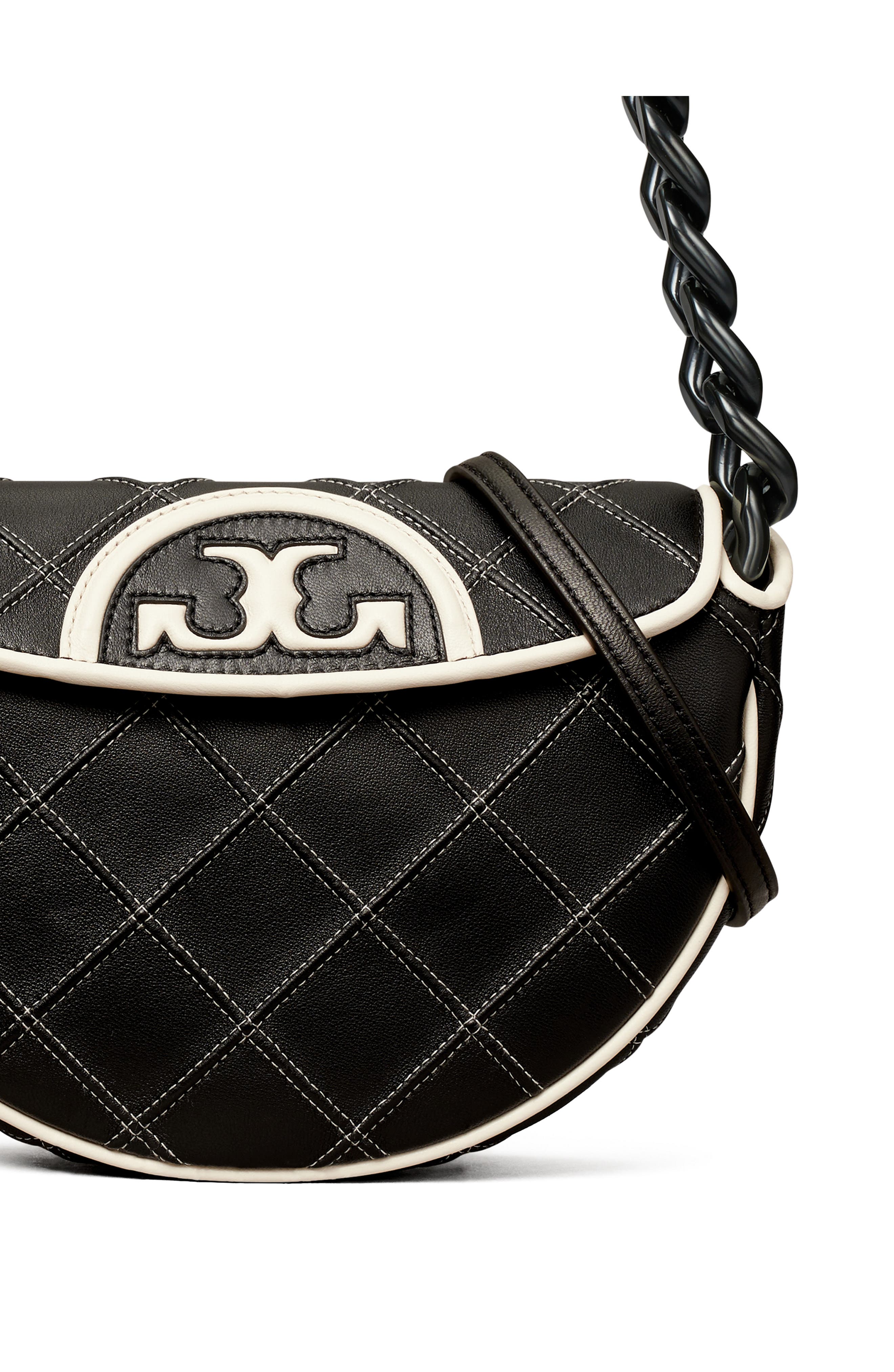 Tory Burch Mini Fleming Soft Crescent Shoulder Bag, Alternate, color, 