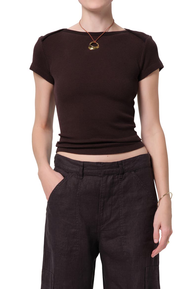 Waffle Knit Cotton Baby Tee, Main, color, CHOCOLATE