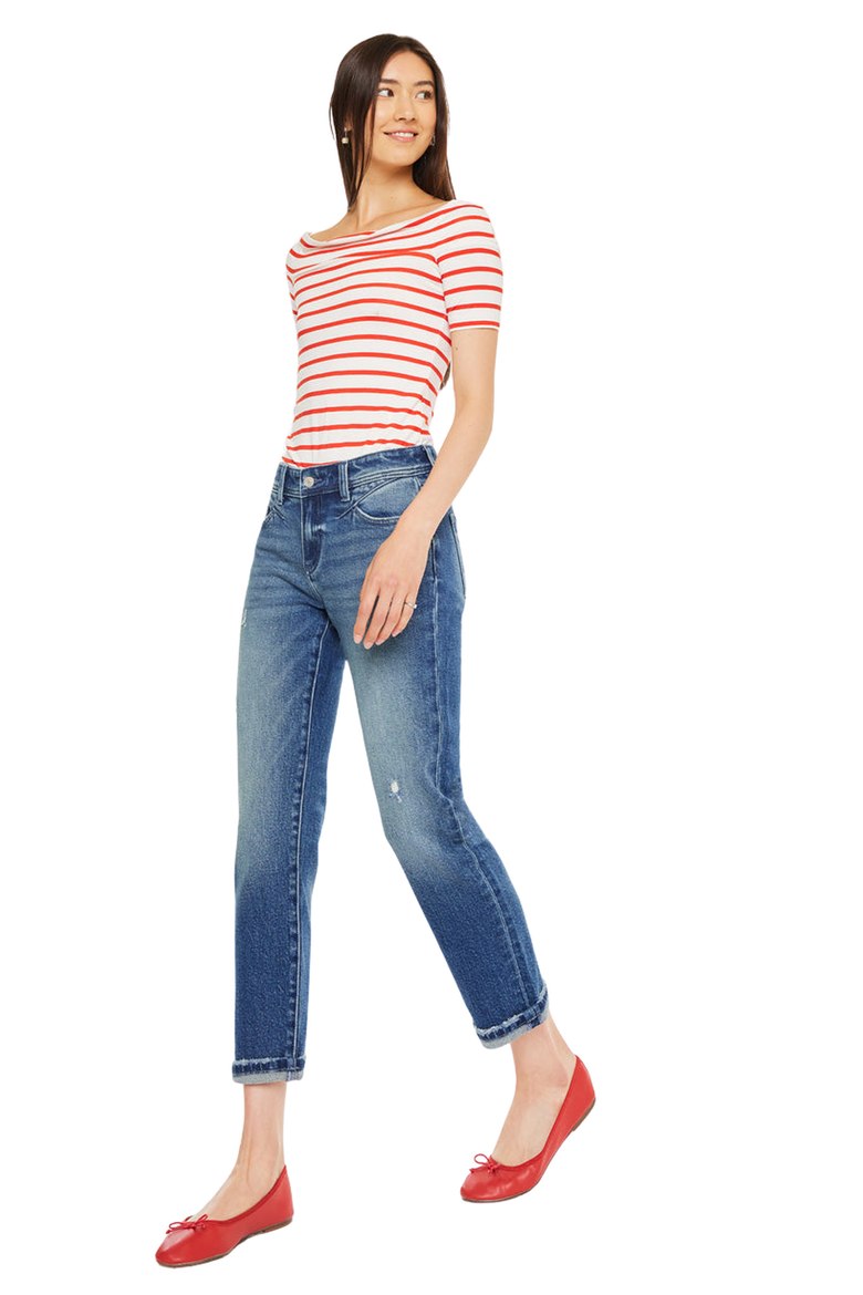 Evelin Mid Rise Cropped Straight Jeans, Alternate, color, Dark Wash