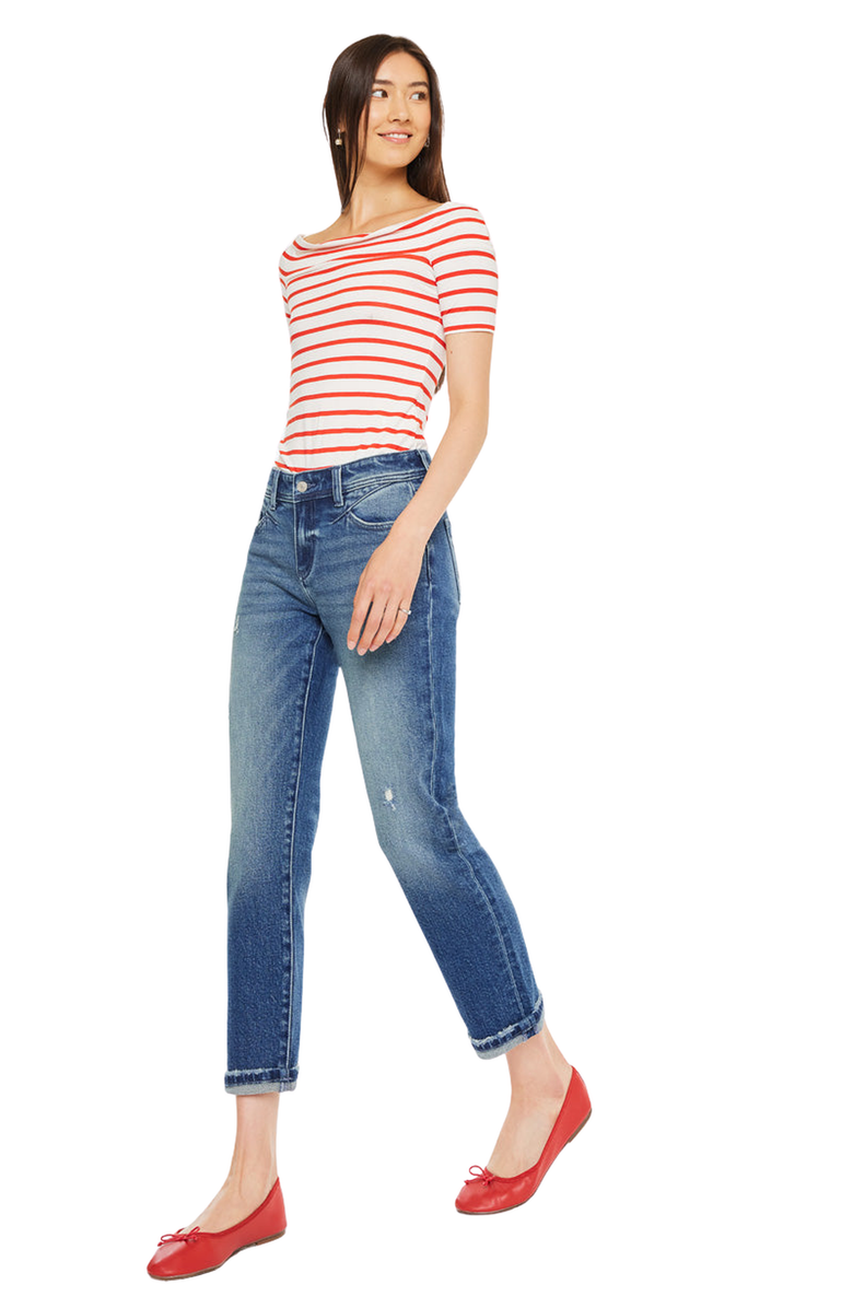 KanCan Evelin Mid Rise Cropped Straight Jeans, Alternate, color, Dark Wash