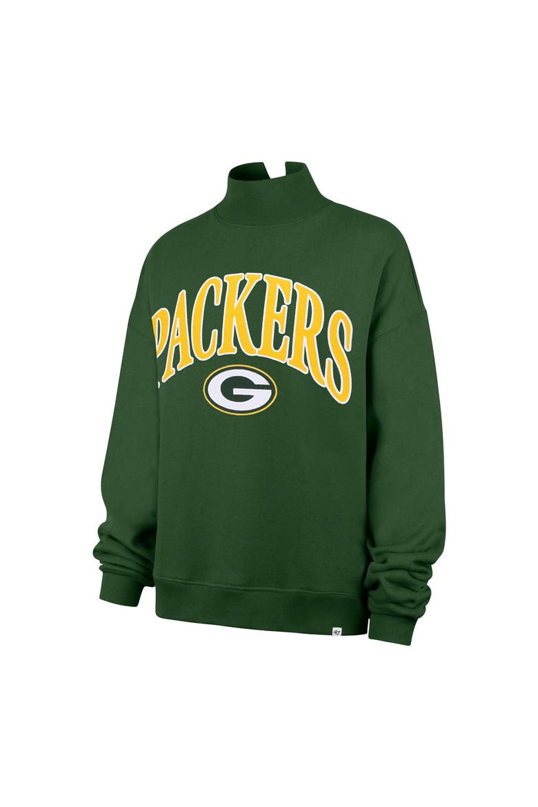 Women's '47 Green Green Bay Packers Oversized Vantage Mock Neck Sweatshirt, Alternate, color, Green