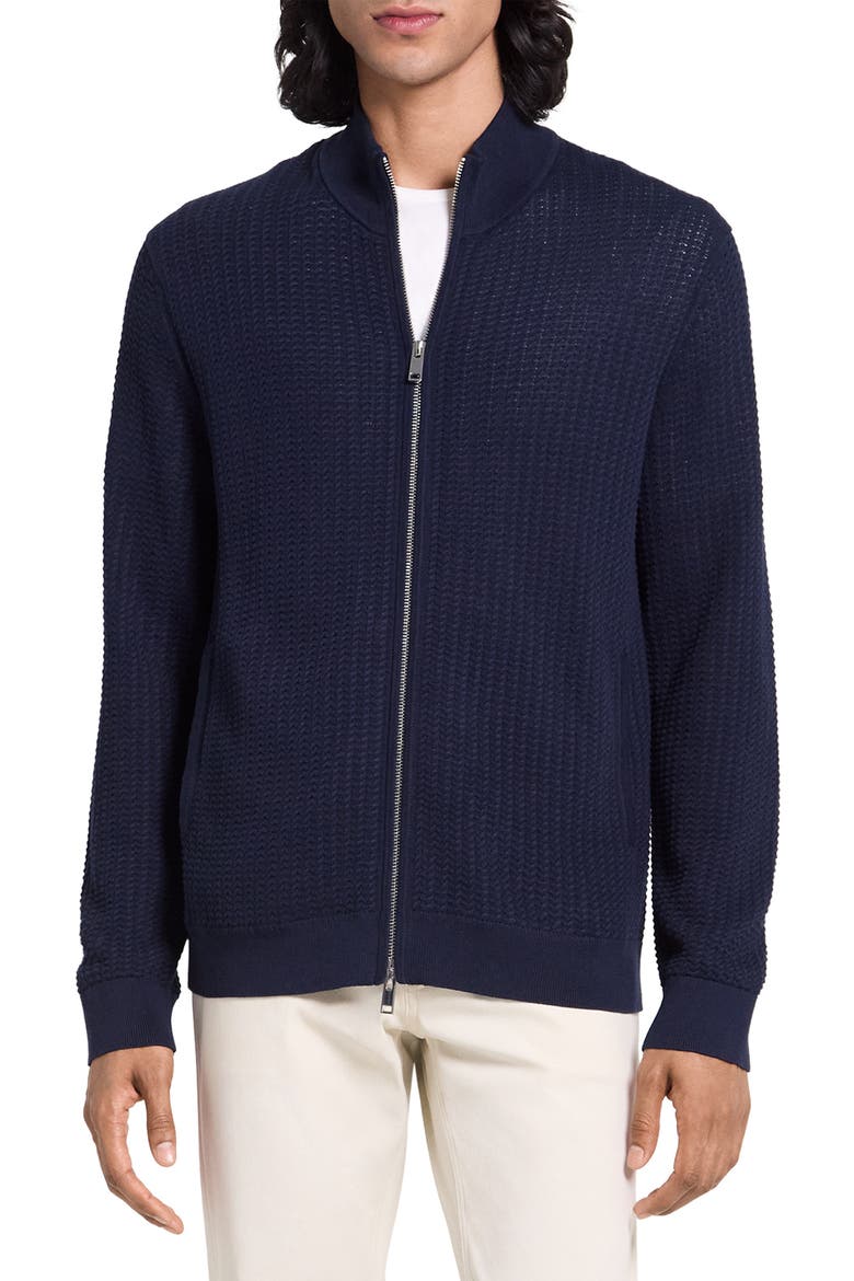 Walton Full Zip Cotton Cardigan, Main, color, BALTIC - XHX