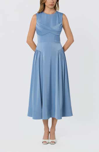 Seraphina Pleated Twist Corset Midi Dress