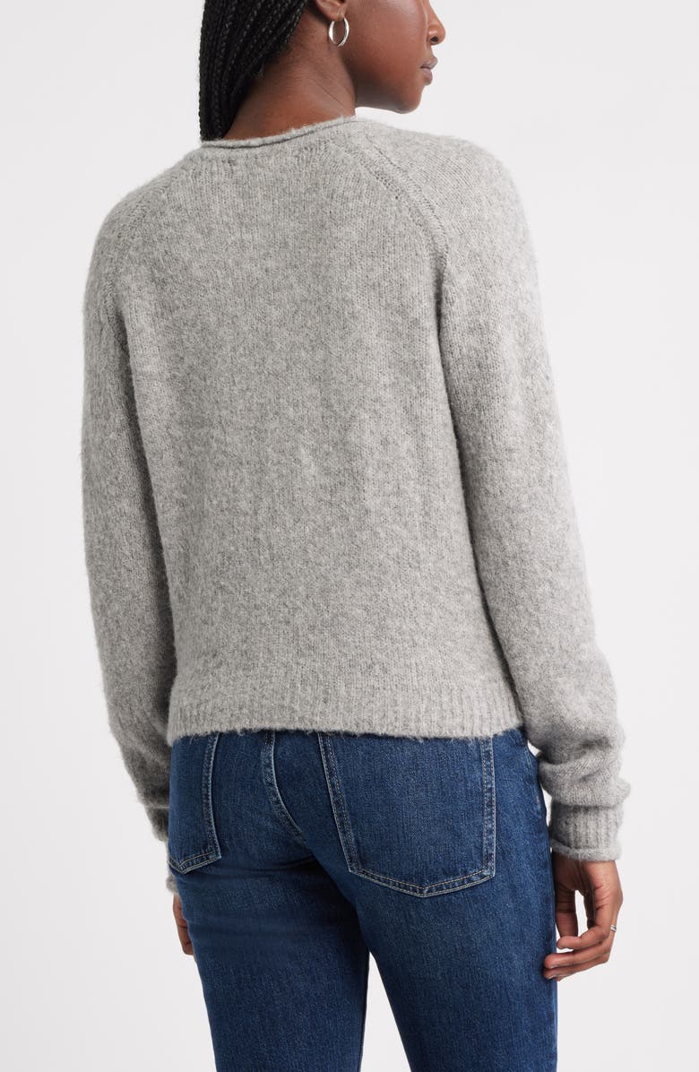 Treasure & Bond Rolled Crewneck Cardigan, Alternate, color, Grey Heather