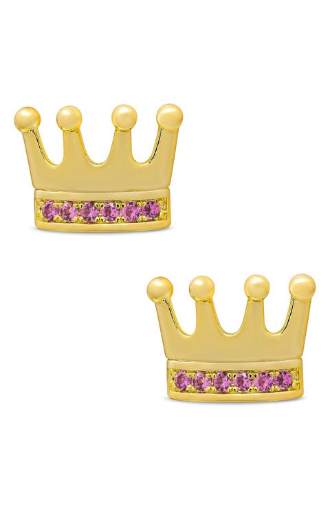 Kids' Pavé Cubic Zirconia Crown Stud Earrings