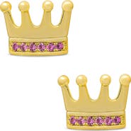 Lily Nily Kids' Pavé Cubic Zirconia Crown Stud Earrings