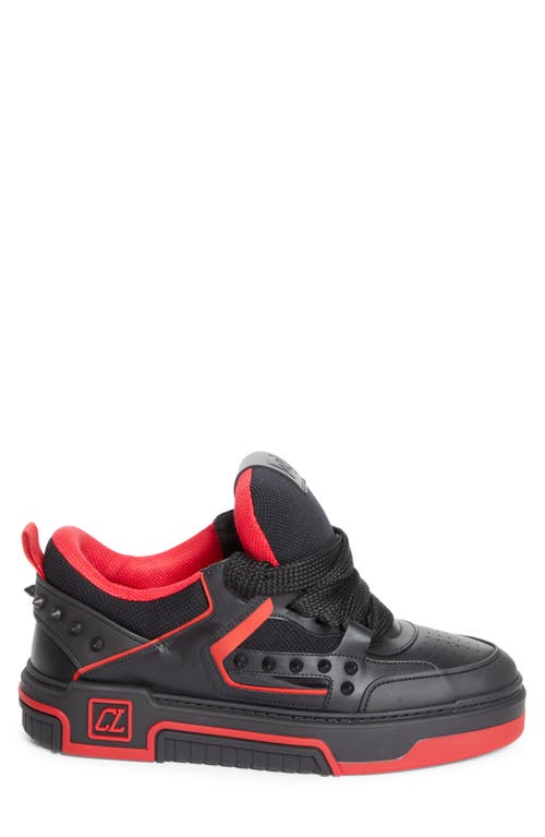 Christian Louboutin Astroskate Spiked Leather-trimmed Sneakers In Black
