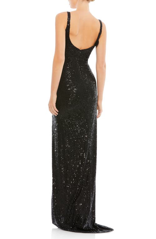 Mac Duggal Fully Sequined Scoop Back Gown In Black