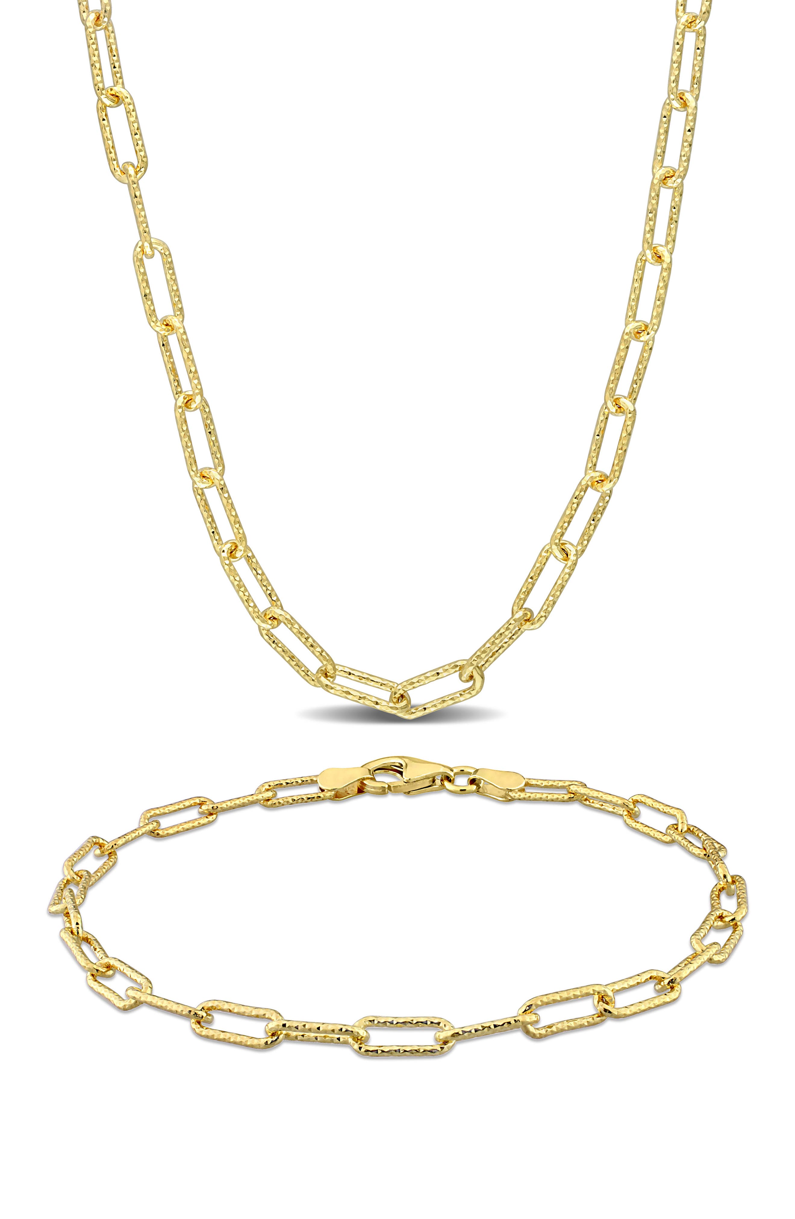 2-Piece Paperclip Chain Necklace & Bracelet Set