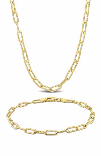 2-Piece Paperclip Chain Necklace & Bracelet Set